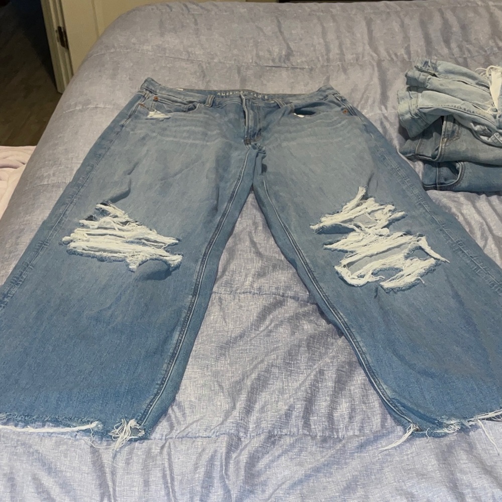 American Eagle Outfitters Light Blue Distressed Flare Jeans